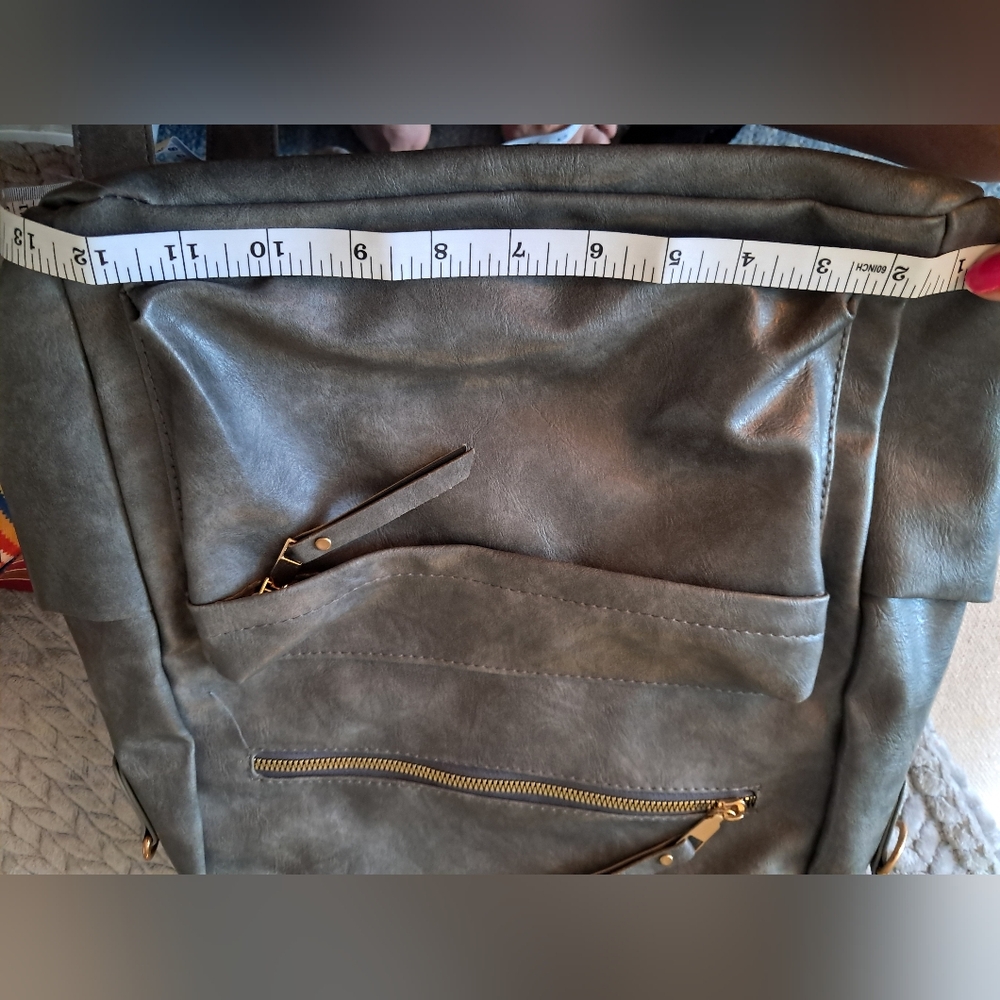 Gray Faux Leather Backpack NWOT - Picture 7 of 8